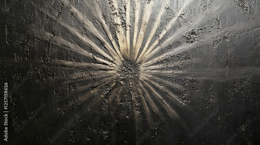 Poster radial pattern with beams of light on a textured background