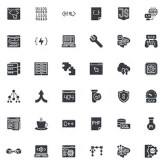 Programming and coding vector icons set