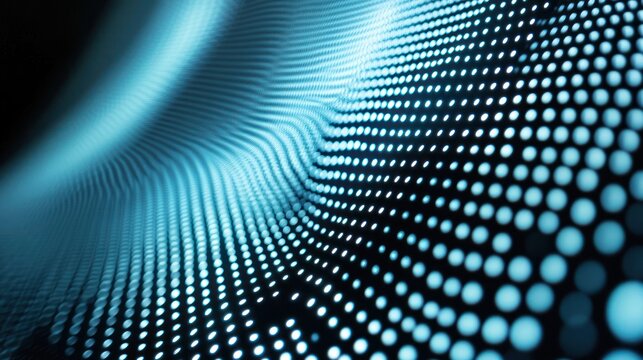 Abstract light grid forming a flowing, elegant wave pattern