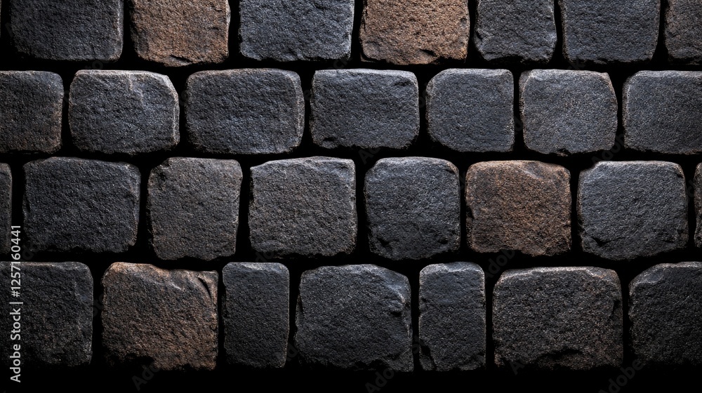 Poster textured cobblestone background with dark stone blocks and shadows