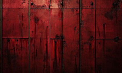 Dark red grunge metal wall texture, urban background, perfect for horror or industrial design