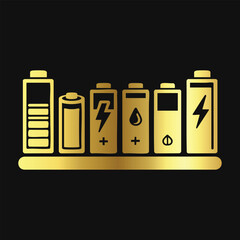 Modern Gold Battery Icon for Power and Innovation Designs

