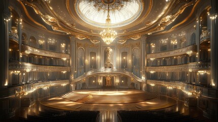 Obraz premium Grand Opera House Interior Stage, Lighting, Elegance, Performance, Luxury