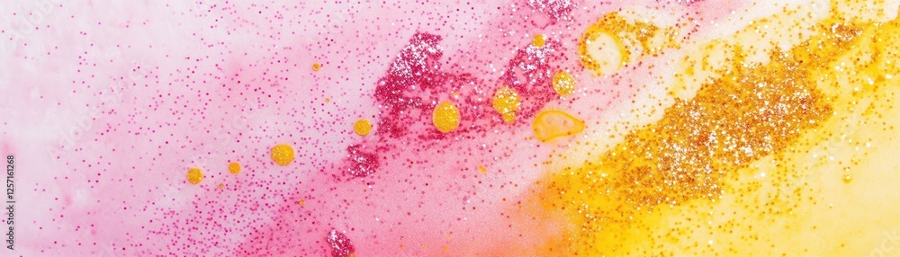 Poster abstract background shows pinks reds and golds with glitter