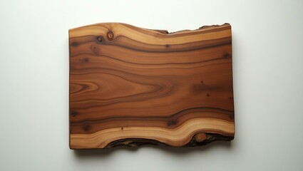 Naklejka premium A cutting board crafted from rich, aged wood centered over a resin table