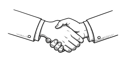 Handshake Illustration Two Businessmen in Suits Making Agreement and Partnership