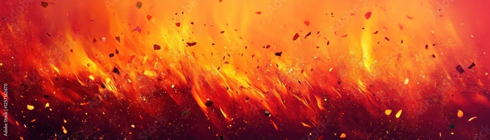 Poster abstract fiery landscape with particle effects and warm colors