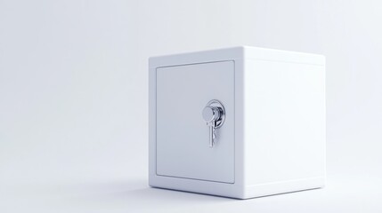White Cube Safe on Plain Background.  Possible use for security, safety, or financial concepts