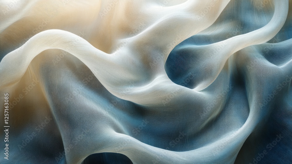 Poster abstract flowing fabric in gentle waves of color gradient