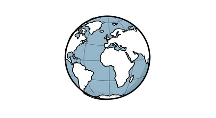 Illustration of Earth Globe Cartoon Style with Visible Continents