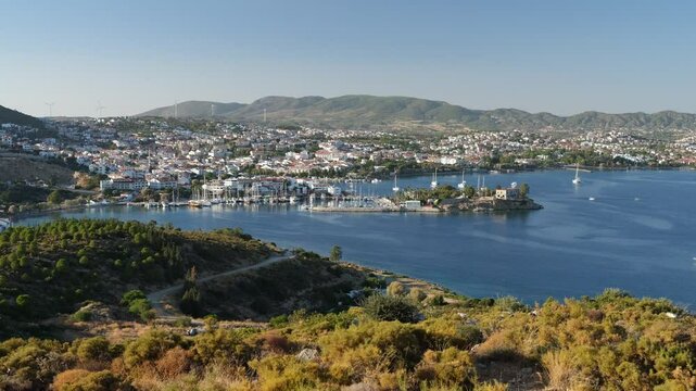 Panoramic view of Dat&ccedil;a holiday. Turkey's Mediterranean coast. Mugla province - 4k video 