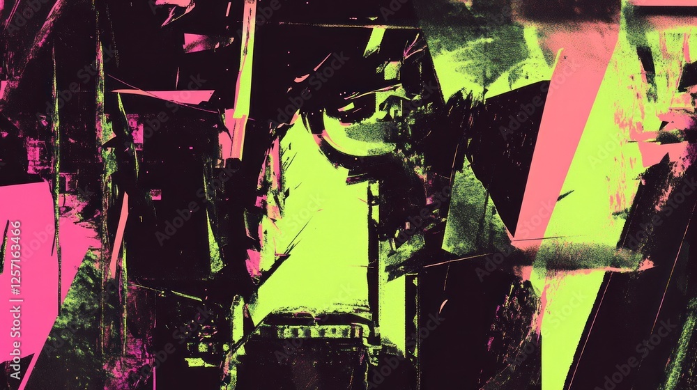 Poster an abstract composition with bold shapes and vibrant colors