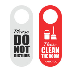Naklejka premium Do Not Disturb and Clean The Room Door Hanger Signs, Hotel Room Door Hanger With different Colors on the Front and Back Grey and Red