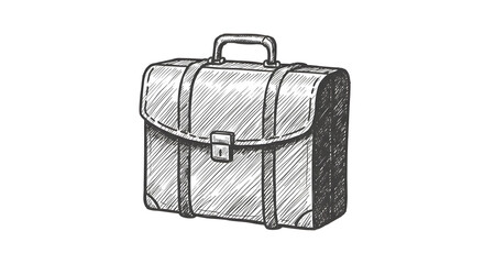 Detailed Sketch of a Leather Briefcase for Business or Travel