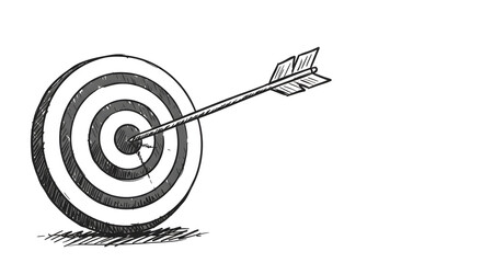 Arrow hitting the target bullseye illustration for success and achievement © Harry
