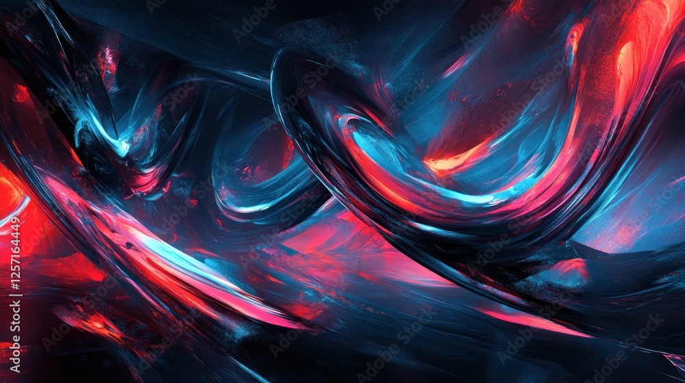 Poster abstract swirling lines feature red blue and dark gradient