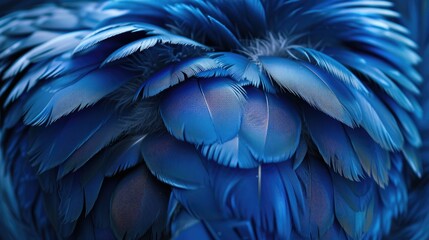 Fototapeta premium Vivid Blue Bird Feathers Close Up Texture background
