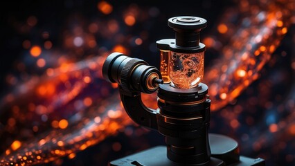 "Microscope Close-Up with Laboratory Equipment and Animated DNA: A Vision of Innovative Medical Technology"