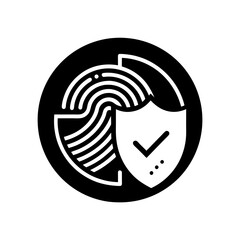 Secure Shield and Fingerprint Authentication Vector Icon
