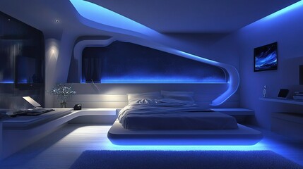 Stylish Modern Bedroom with Minimalist Decor and Soft Lighting