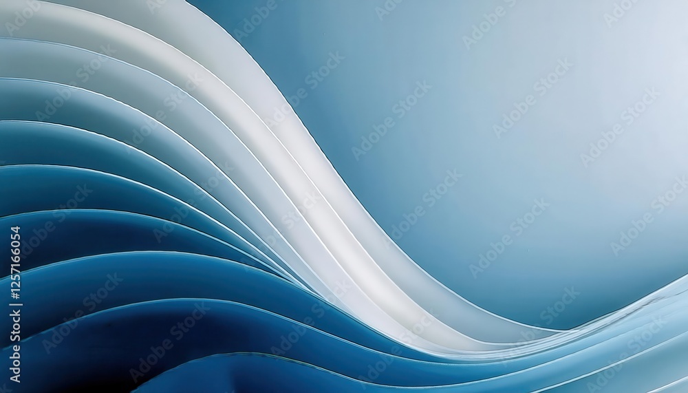 Poster soft flowing abstract blue curves for minimalist modern backgrounds or elegant design concepts in di