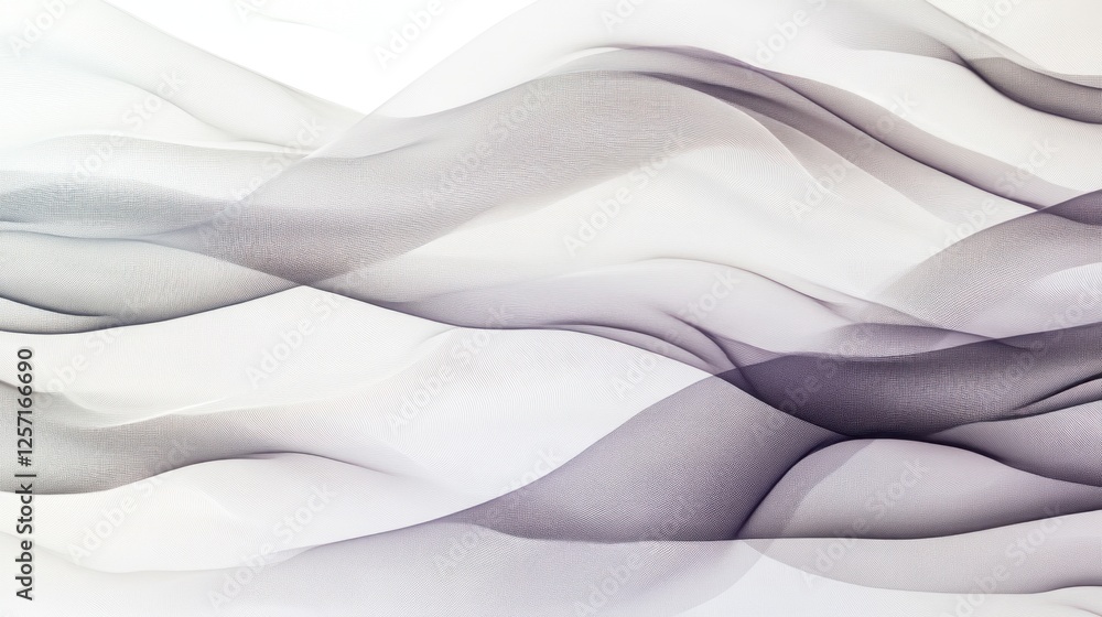 Poster abstract waves of light and airy translucent fabric overlap