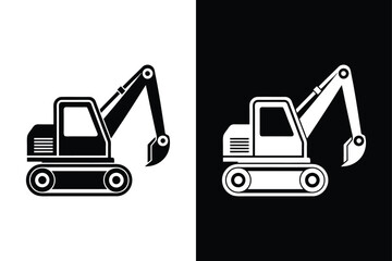 Excavator Vector Icon. Minimalist Logo Design