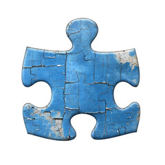 blue retro puzzle piece isolated on white