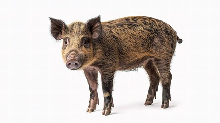 Young Mixed Breed Pig Gazing Directly at the Camera