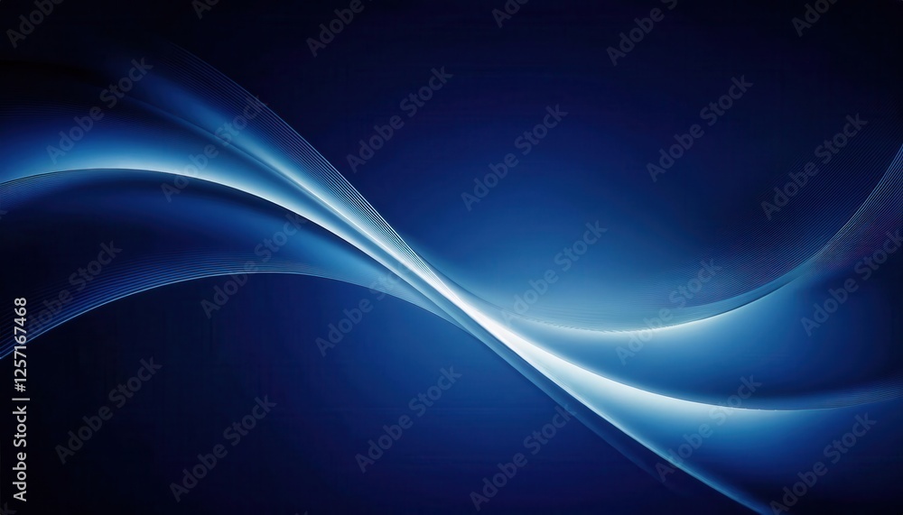Fototapete smooth blue wave design with glowing light accent on dark background for modern digital backdrop or 