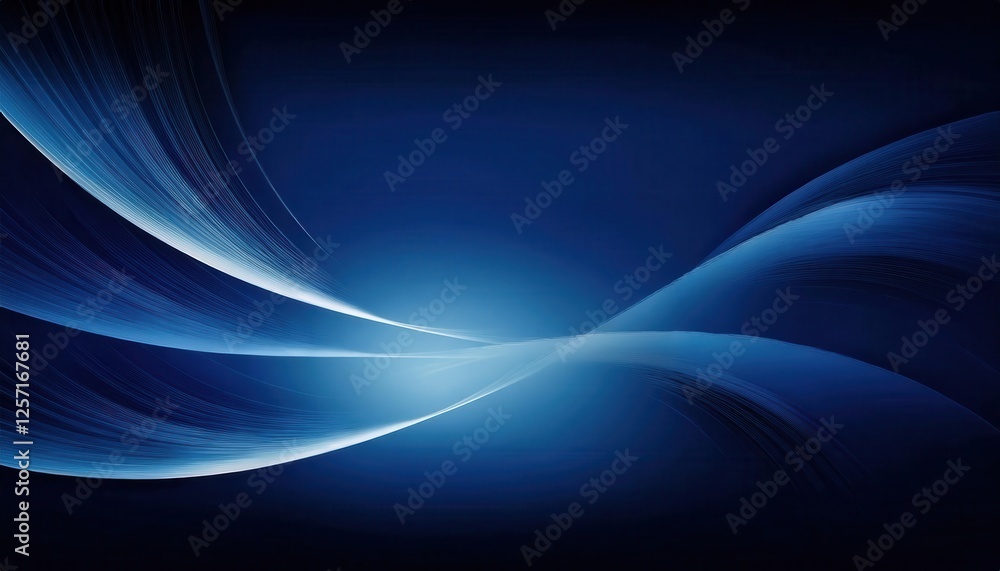 Poster smooth blue wave design with glowing light accent on dark background for modern digital backdrop or abstract presentation

