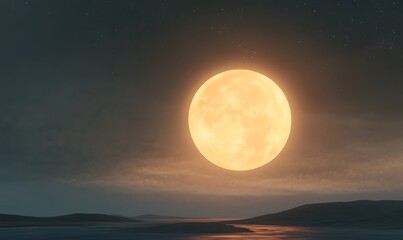 Mysterious and captivating scene featuring a large, shining full moon, Generative AI