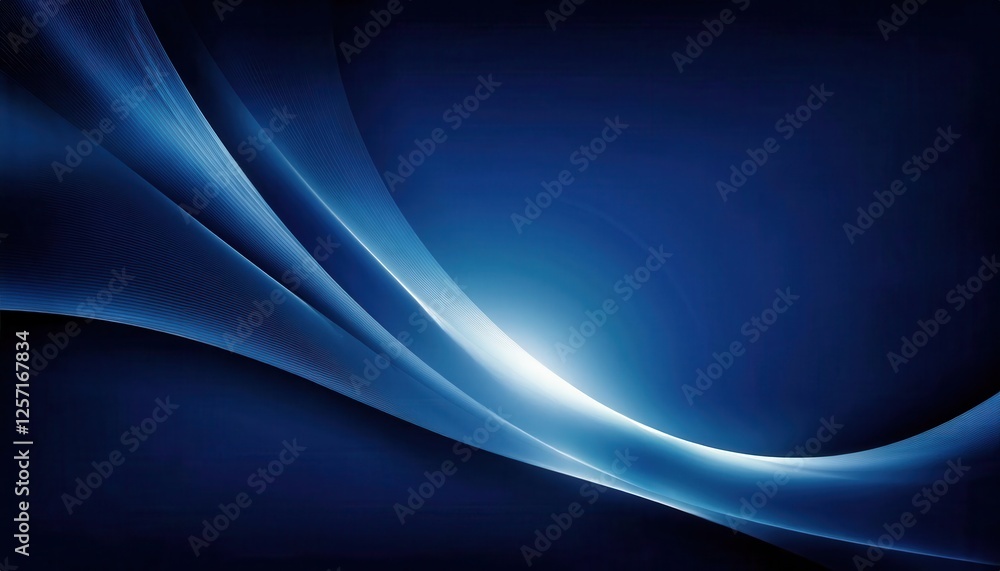 Poster smooth blue wave design with glowing light accent on dark background for modern digital backdrop or abstract presentation

