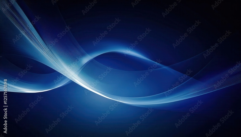 Aufkleber smooth blue wave design with glowing light accent on dark background for modern digital backdrop or abstract presentation


