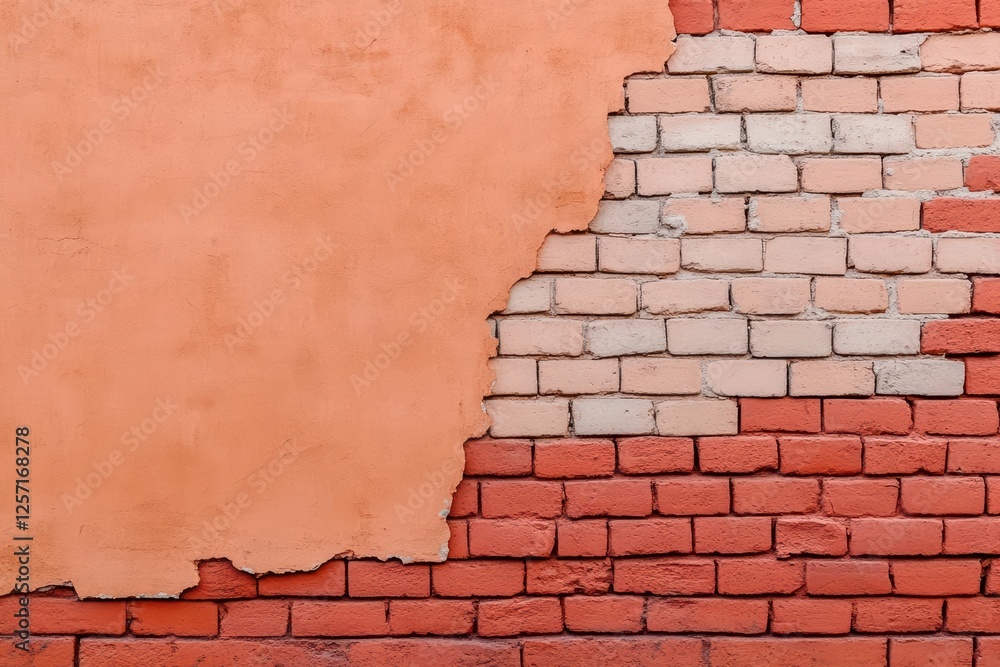 Leinwandbilder brick wall with a large hole showing the inner structure and texture of the bricks and mortar