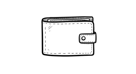 Obraz premium Sketch Illustration of a Simple Wallet with Button Closure on White