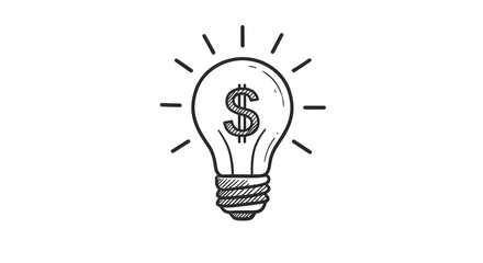 Dollar Sign Light Bulb Sketch Idea Representing Business and Finance