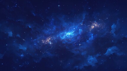 Abstract Cosmic Swirl With Galaxies