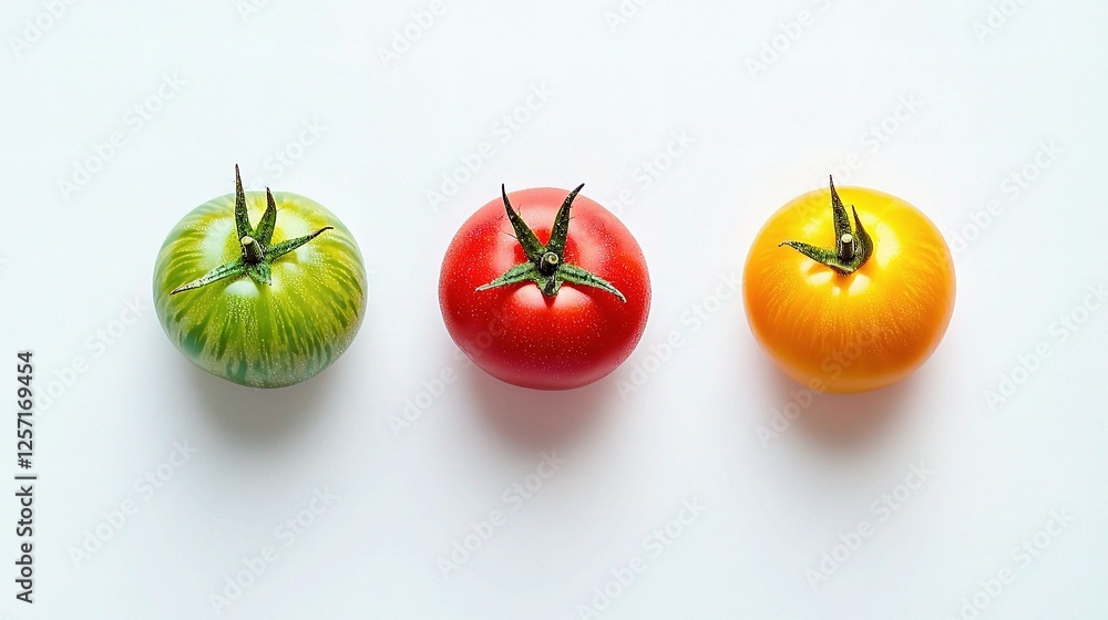 Poster fresh tomatoes arranged neatly on white background isolated image