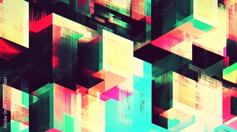 Aufkleber Abstract geometric shapes create a colorful dynamic block formation