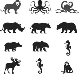 set of animals silhouettes