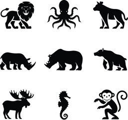 set of animals silhouettes