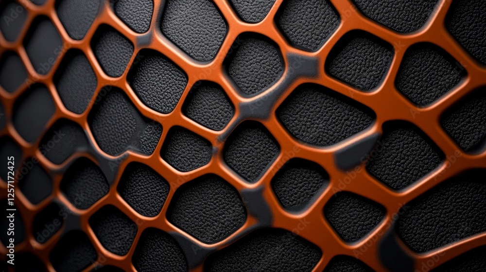 Poster abstract texture with honeycomb pattern in orange and black tones