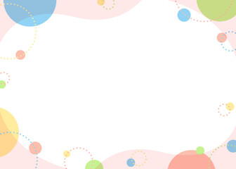 曲線と円形オブジェクトの背景フレーム、ポップなデザイン