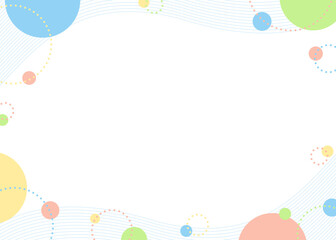 曲線と円形オブジェクトの背景フレーム、ポップなデザイン