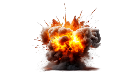 Fiery explosion cloud smoke blast fire danger intense heat