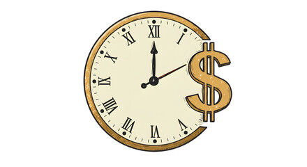 Clock and Dollar Sign Illustration Depicting Value of Time and Money