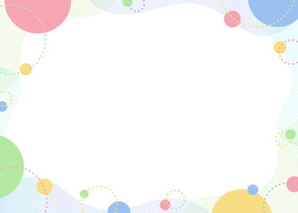 曲線と円形オブジェクトの背景フレーム、ポップなデザイン