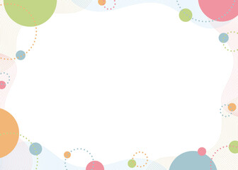 曲線と円形オブジェクトの背景フレーム、ポップなデザイン