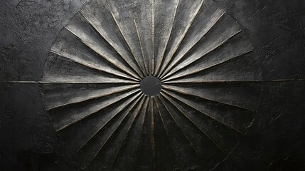 Embossed radial pattern with central void in monochrome artwork